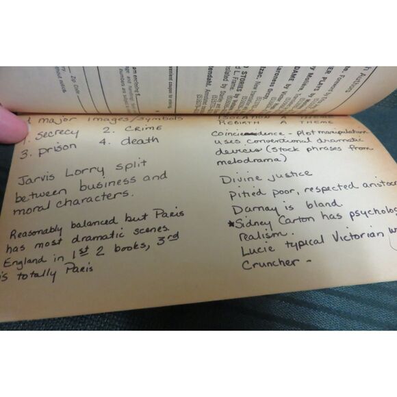 VINTAGE BOOK A TALE OF TWO CITIES BY CHARLES DICKENS WITH CLIFF NOTES - Picture 3 of 3